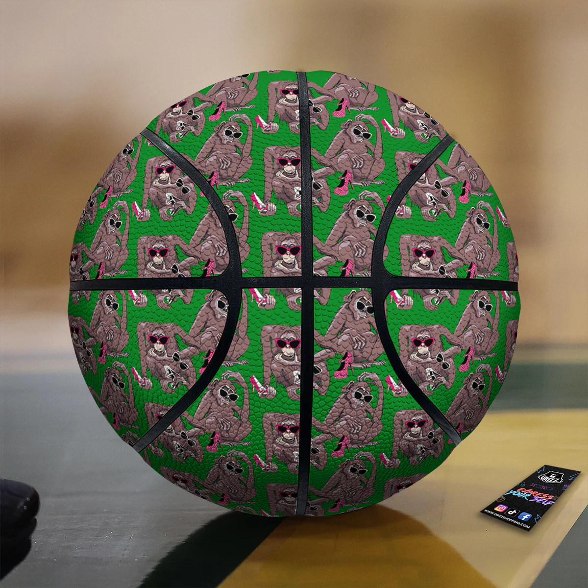 Monkey with the Shoes and Glasses Print Pattern Basketball