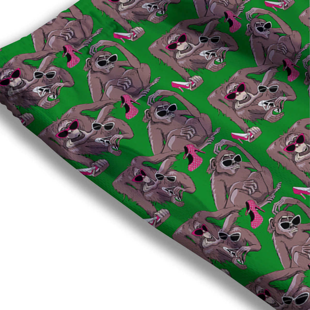 Monkey with the Shoes and Glasses Print Pattern Mesh Shorts - Image 3
