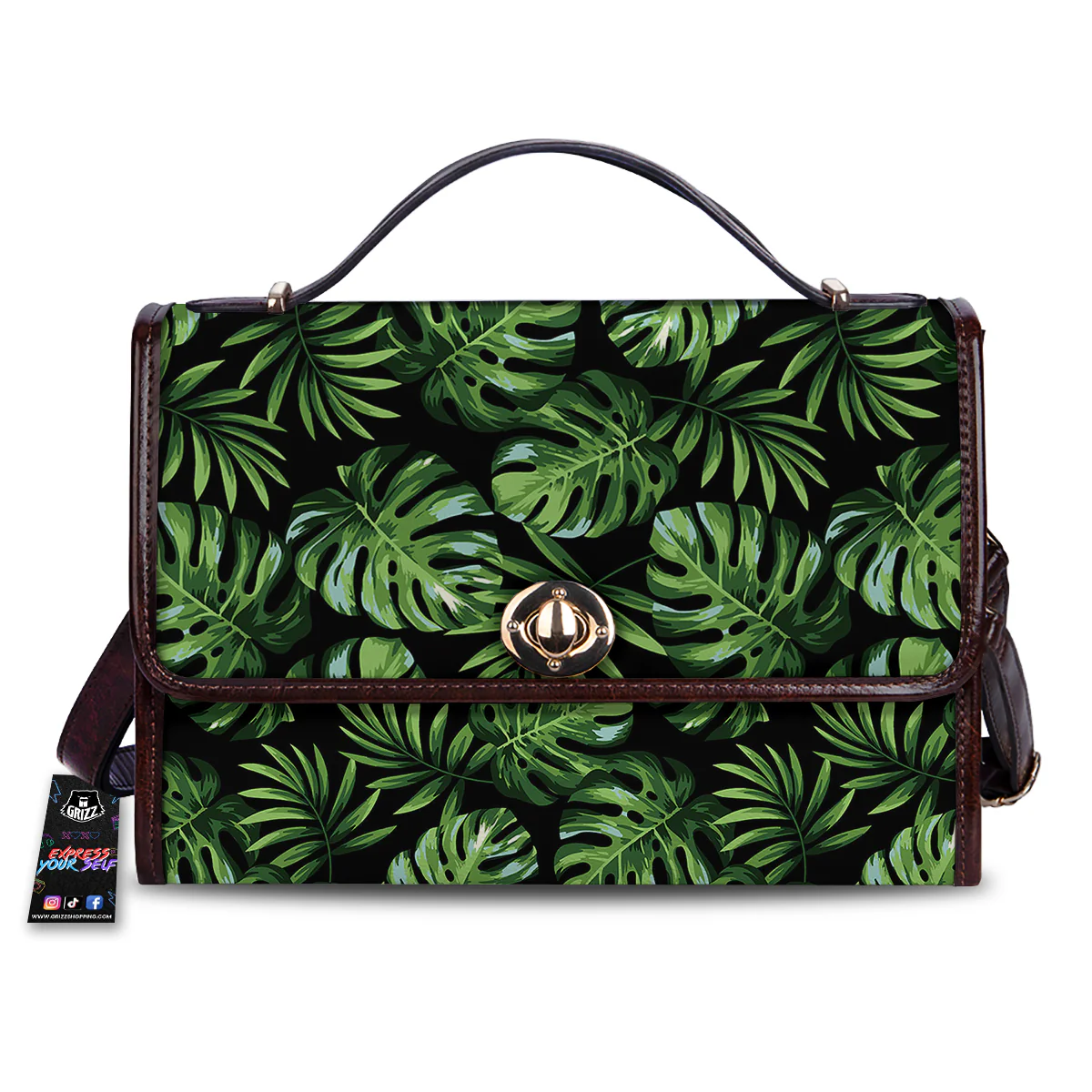 Monstera Leaves Tropical Print Pattern Women's Satchel Bag