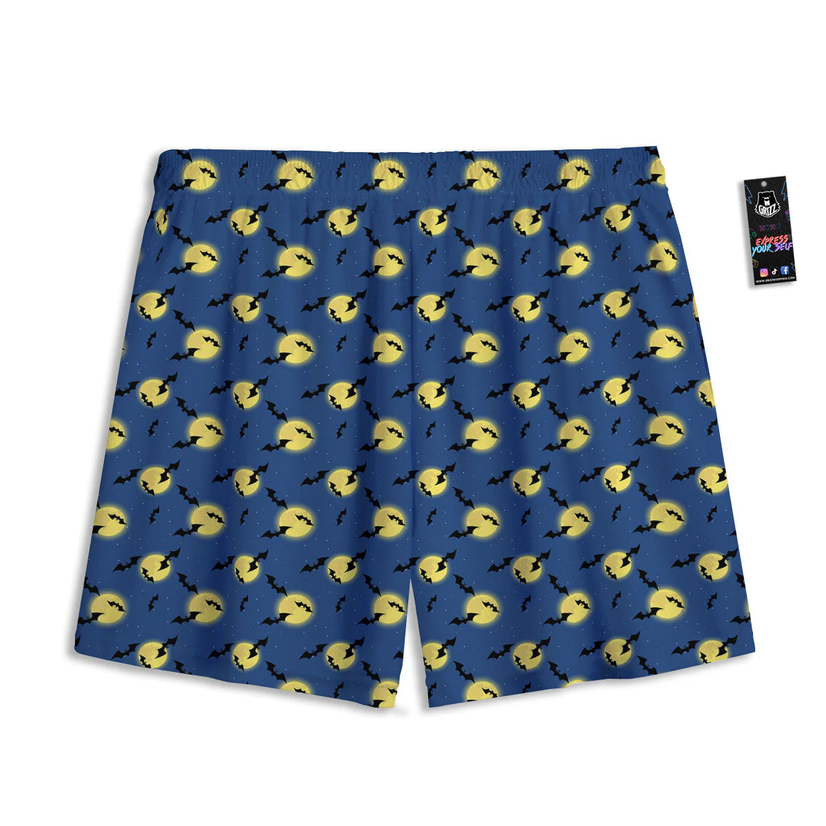 Moon And Bat Halloween Print Pattern Mesh Shorts - Image 2