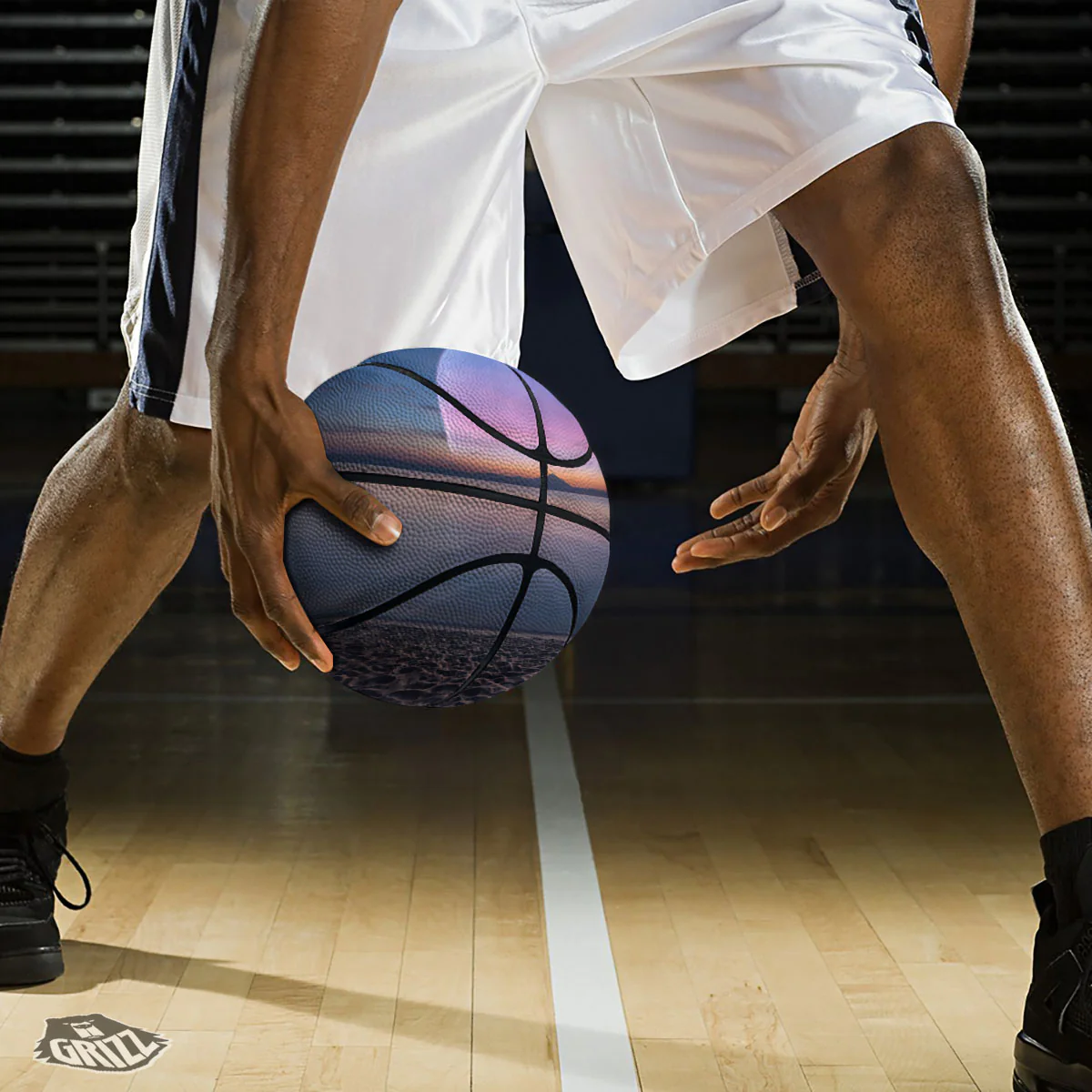 Moon And Beach Print Basketball - Image 3