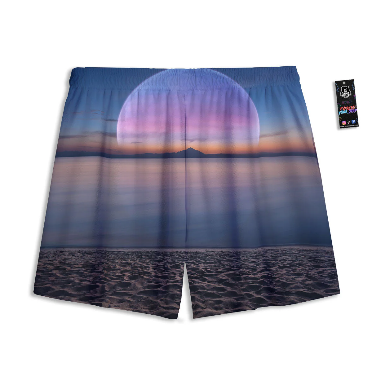 Moon And Beach Print Mesh Shorts - Image 2