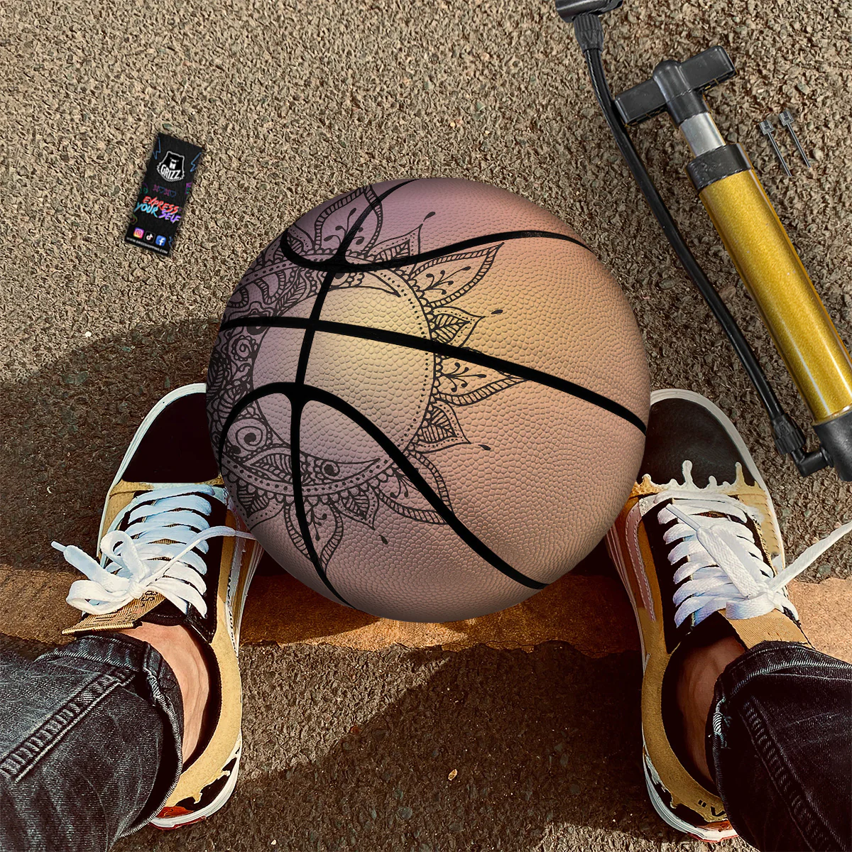 Moon And Bohemian Sun Print Basketball - Image 3