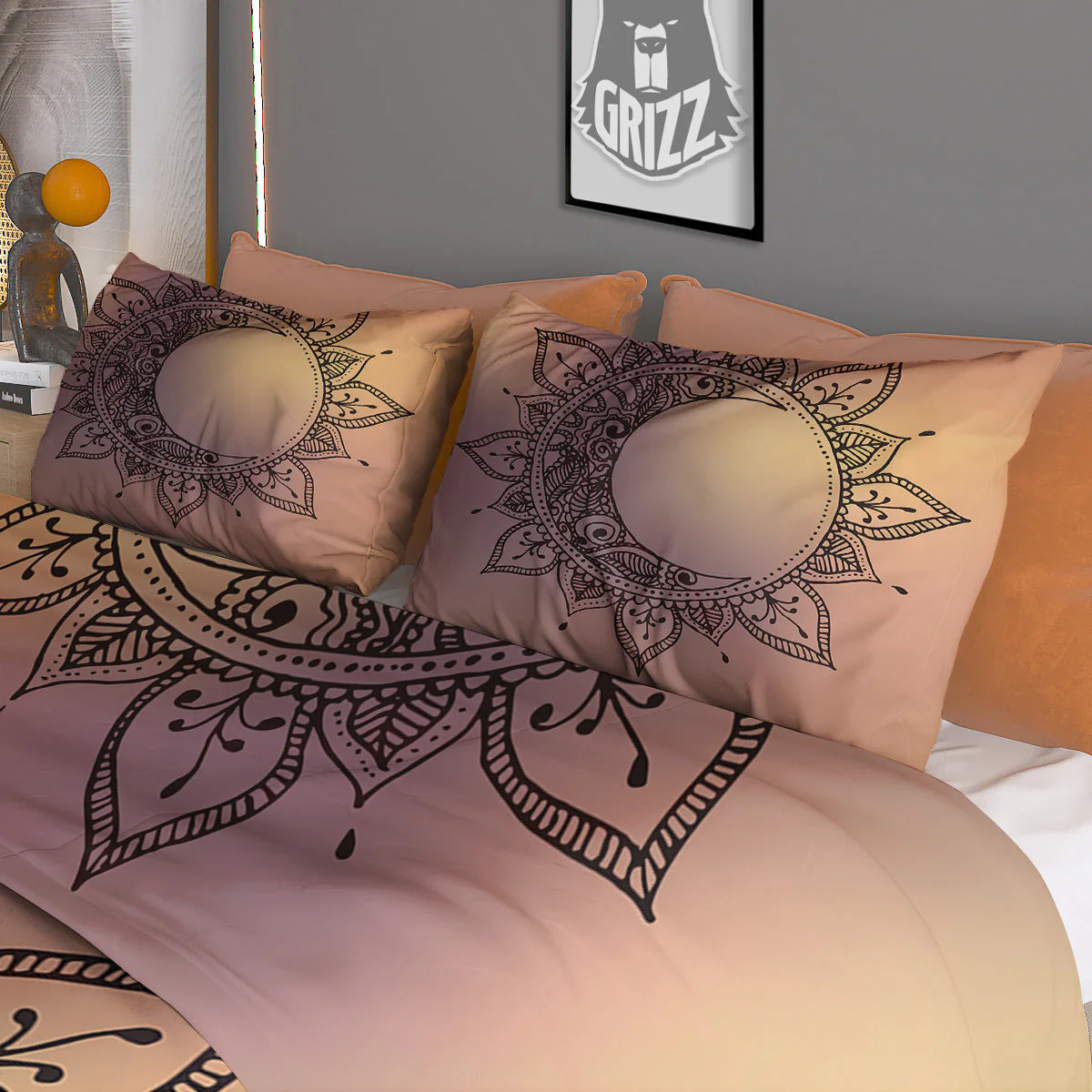 Moon And Bohemian Sun Print Duvet Cover Bedding Set - Image 3
