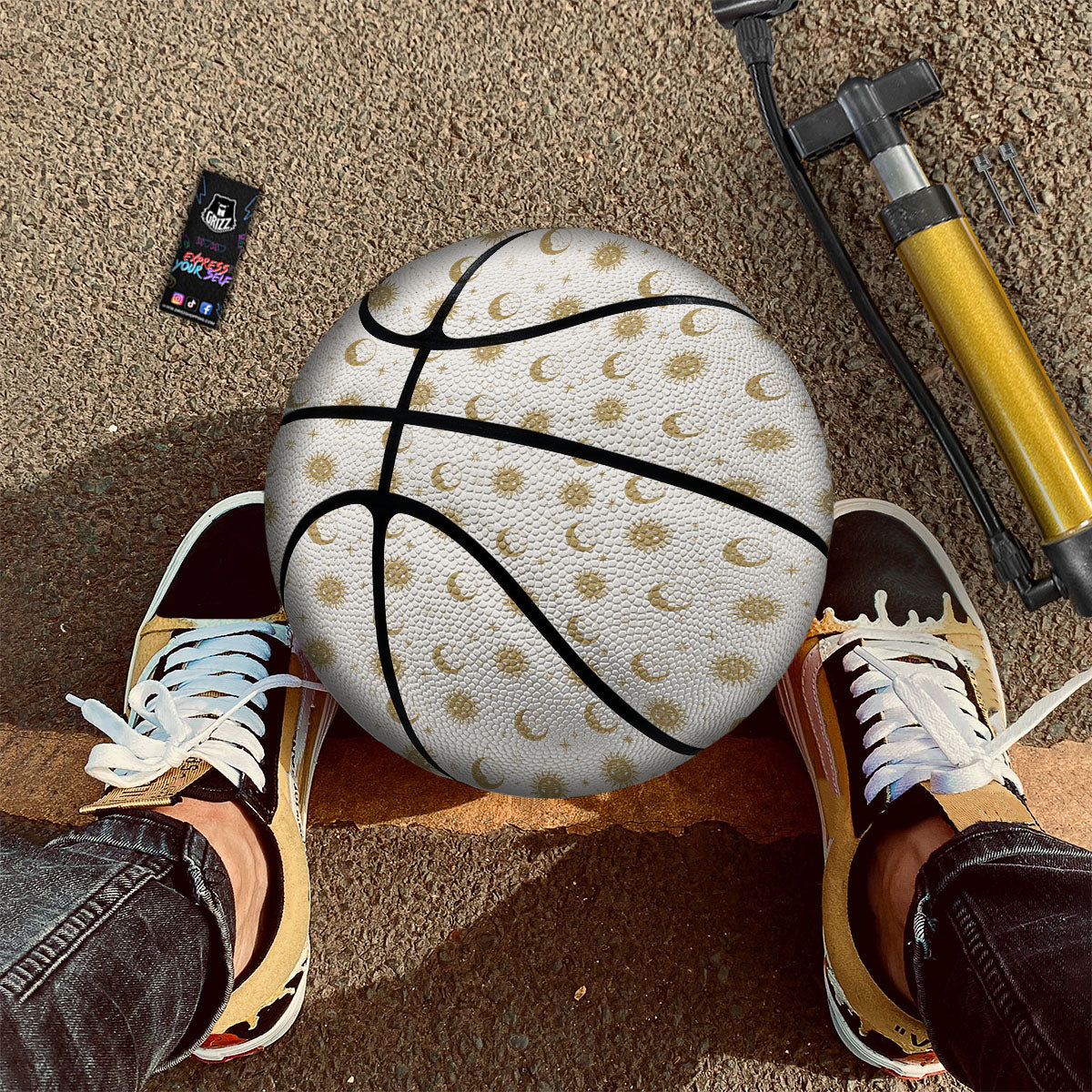 Moon And Gold Sun Print Pattern Basketball - Image 2