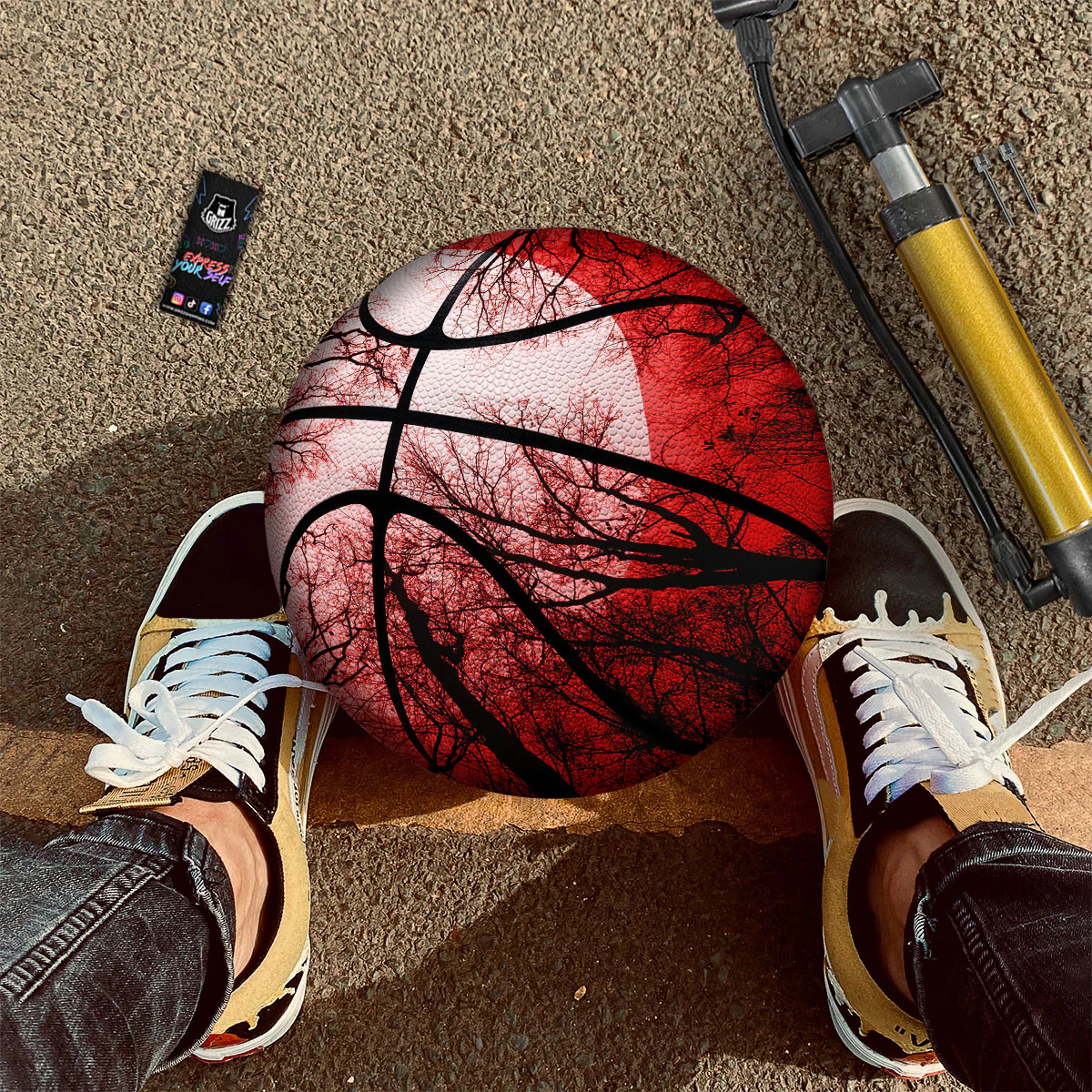 Moon And Horror Forest Print Basketball - Image 2