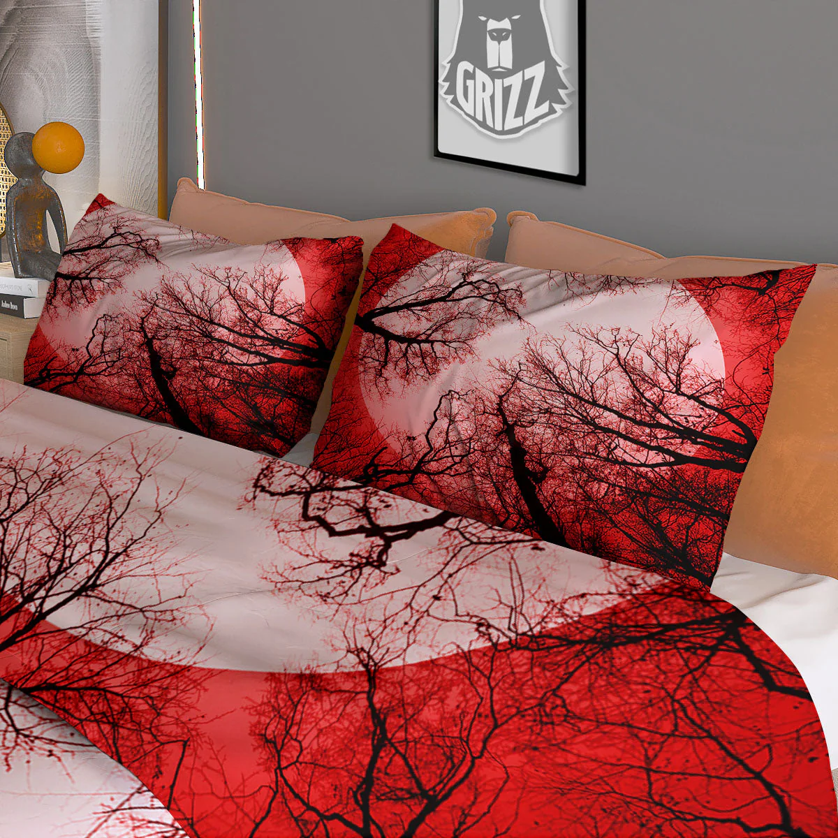 Moon And Horror Forest Print Duvet Cover Bedding Set - Image 3