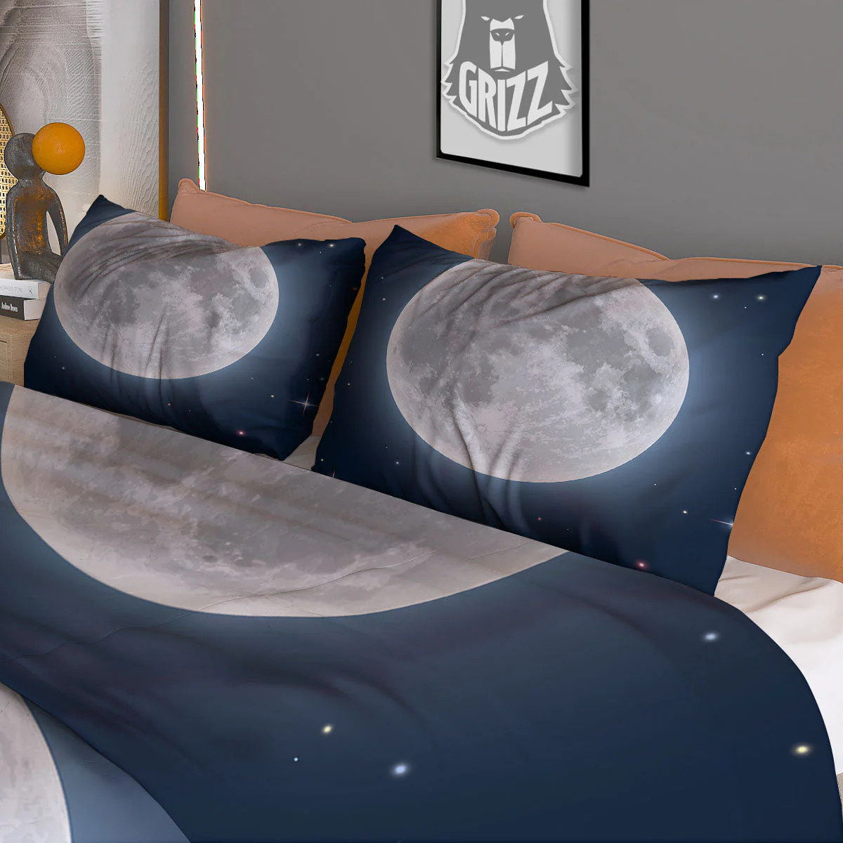 Moonlight And Night Sky Print Duvet Cover Bedding Set - Image 3