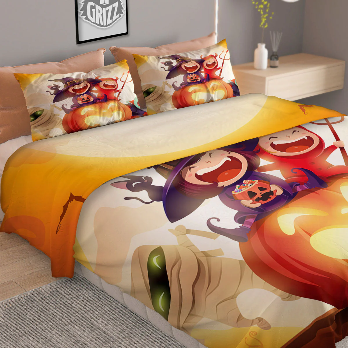 Moonlight Halloween Print Duvet Cover Bedding Set - Image 2