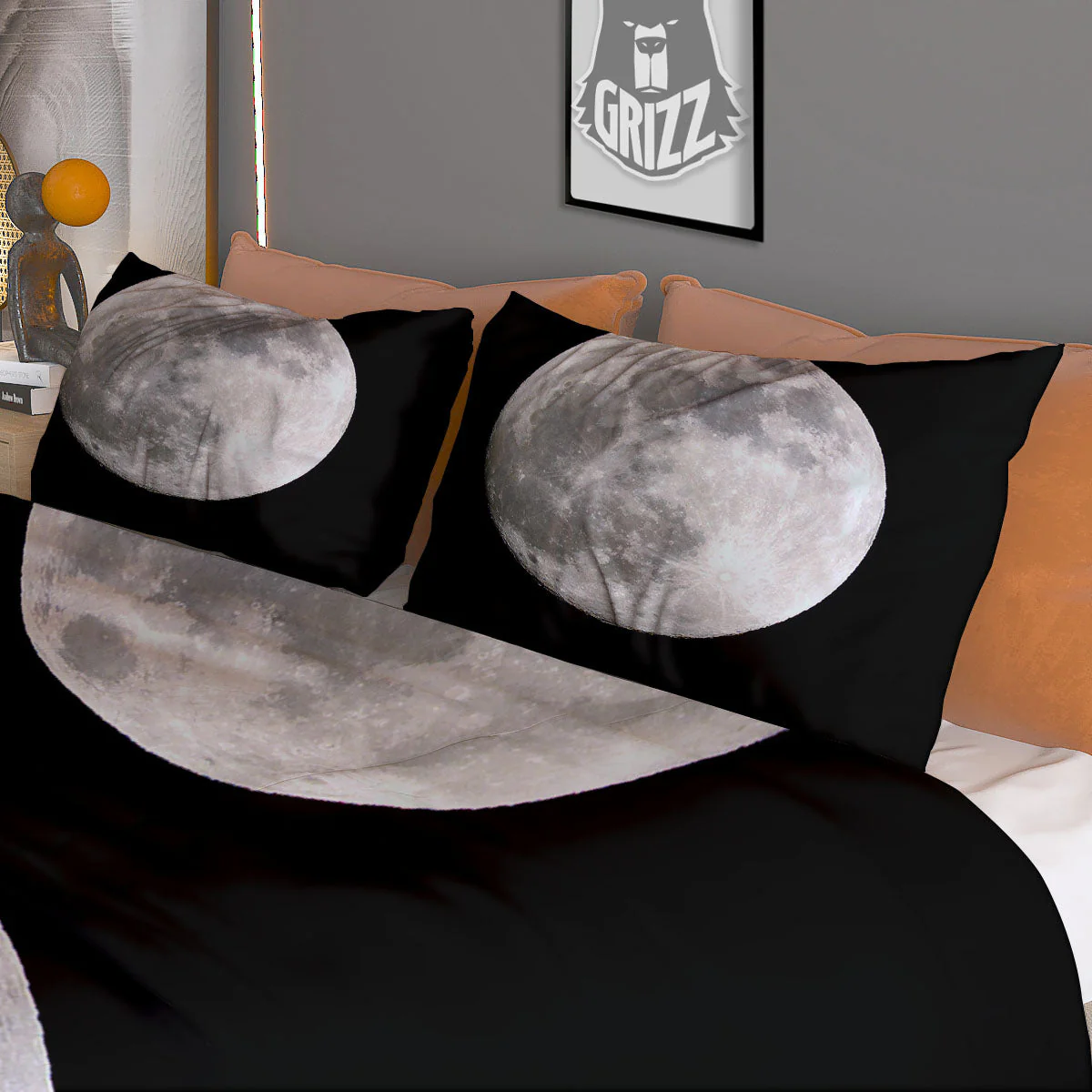 Moonlight White And Black Print Duvet Cover Bedding Set - Image 3