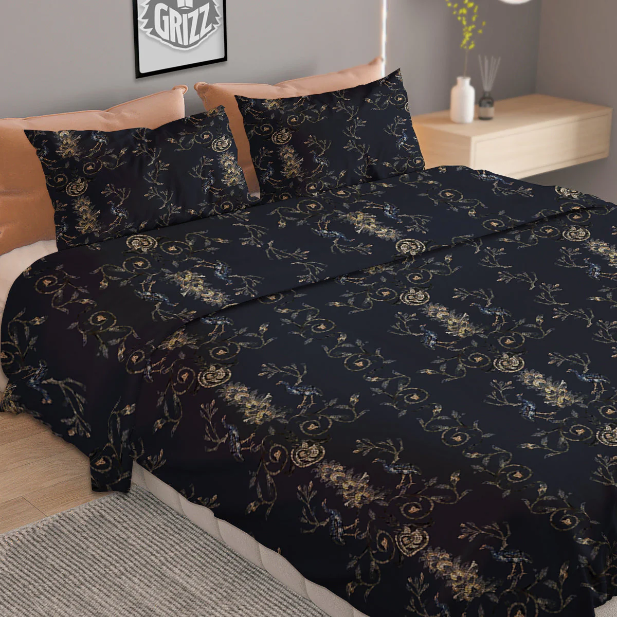Mosaic Bird Pattern Duvet Cover Bedding Set - Image 2