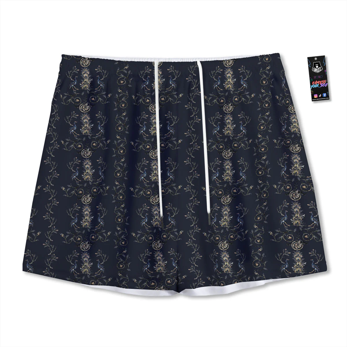 Mosaic Bird Pattern Mesh Shorts