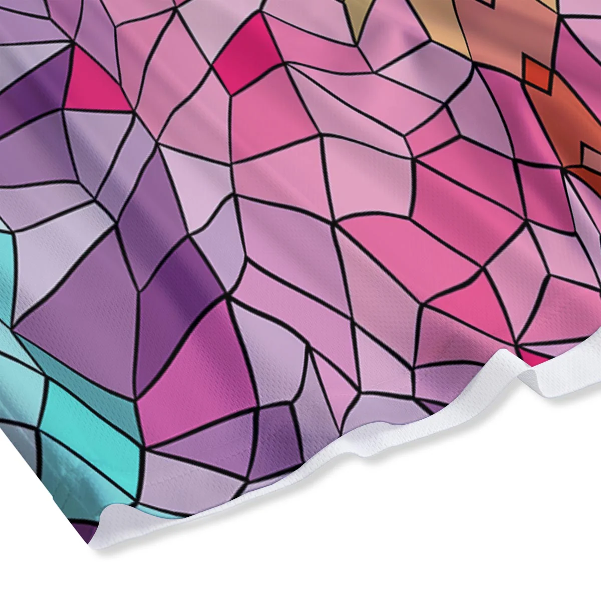 Mosaic Stained Glass Print Pattern Mesh Shorts - Image 4