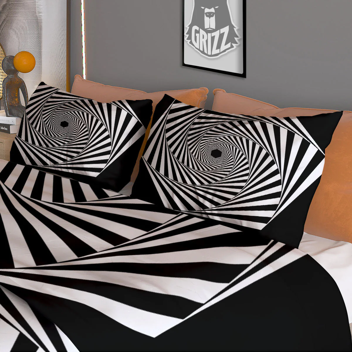 Motion Illusion Angular Swirl Print Duvet Cover Bedding Set - Image 3