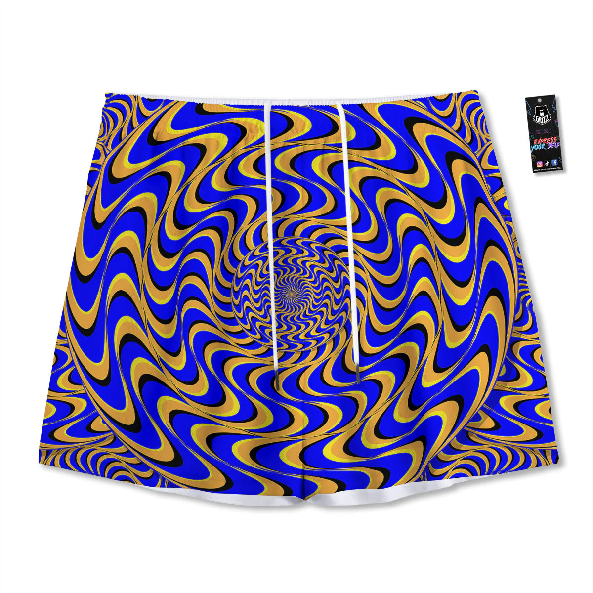 Motion Illusion Yellow And Blue Print Mesh Shorts