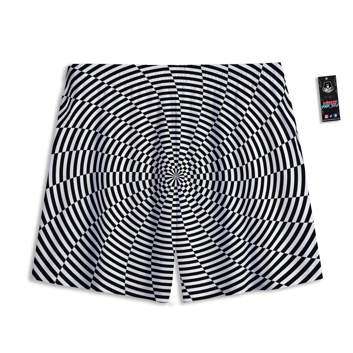 Motion Spiral Illusory Print Mesh Shorts - Image 2