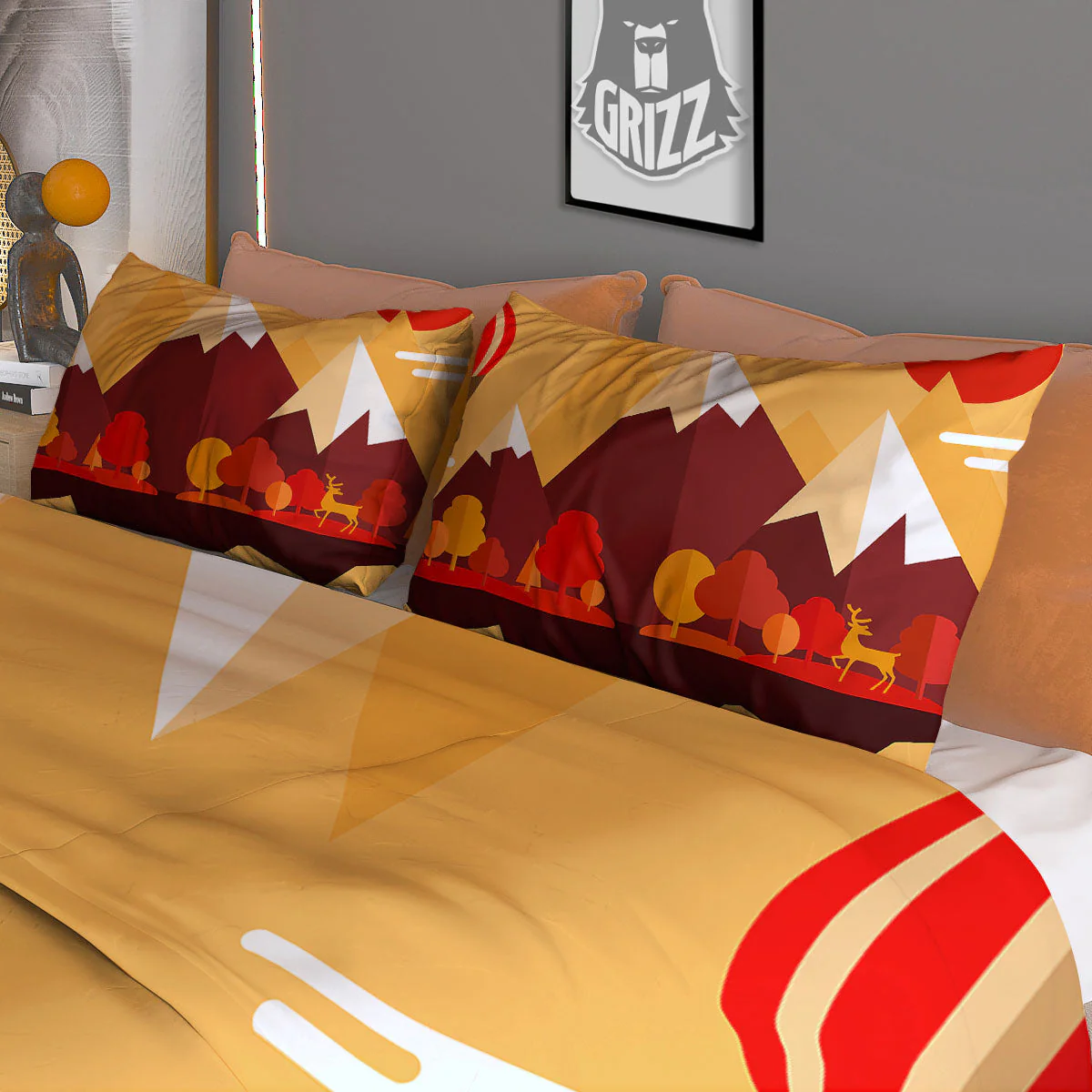 Mountain Autumn Print Duvet Cover Bedding Set - Image 3