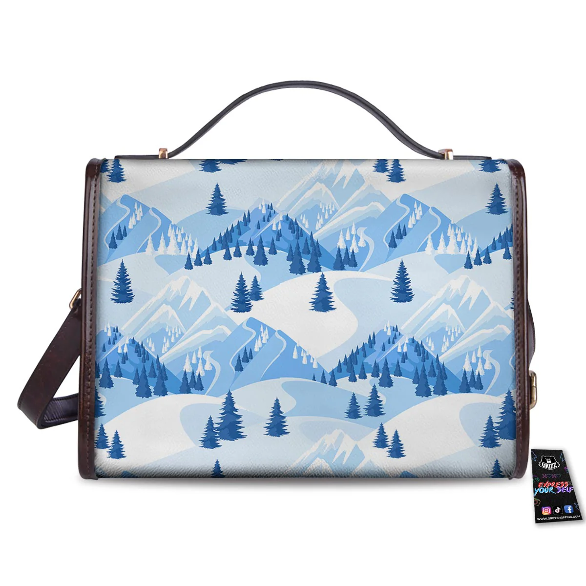 Mountain Skiing Print Pattern Women's Satchel Bag - Image 2