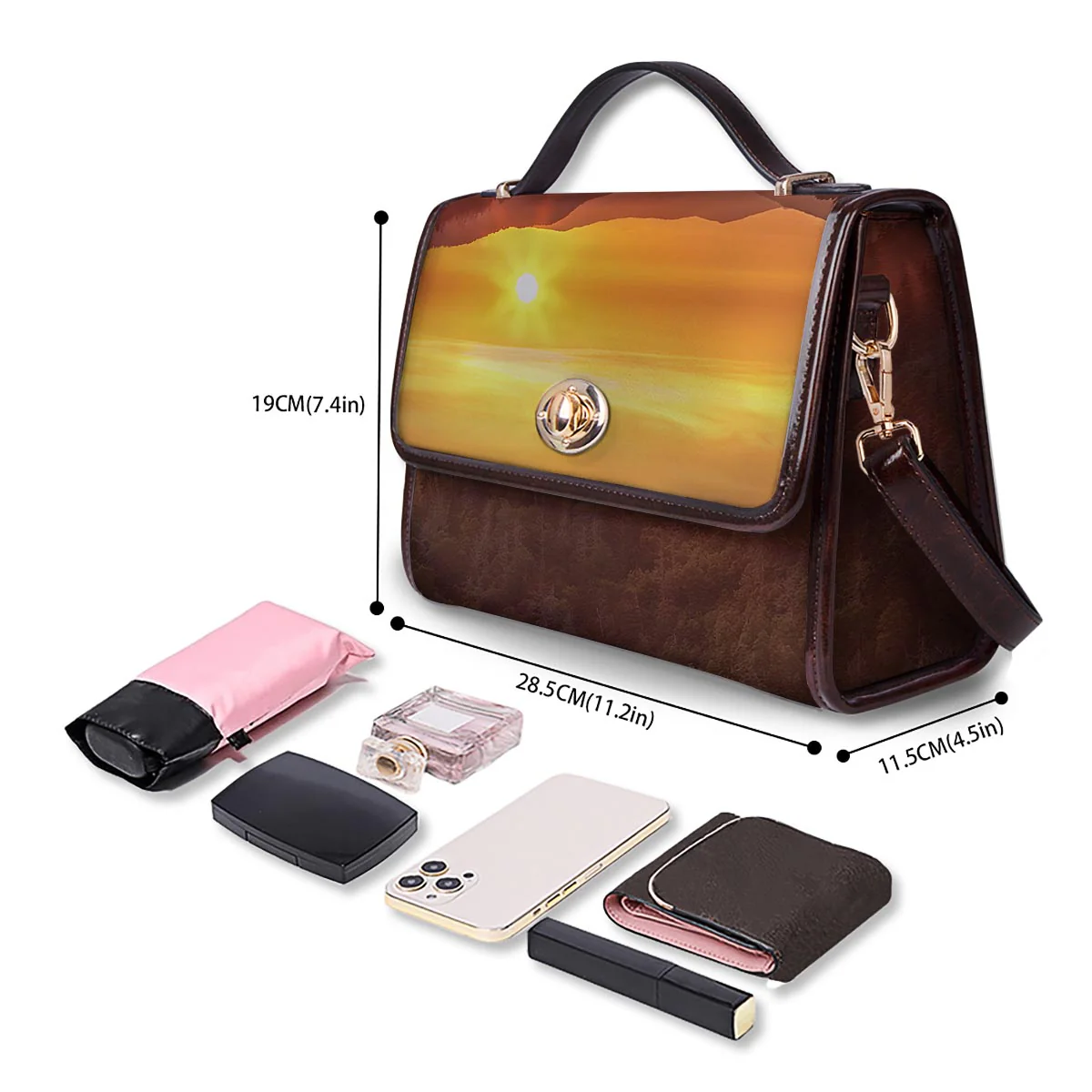 Mountain Sunset Print Women's Satchel Bag - Image 4