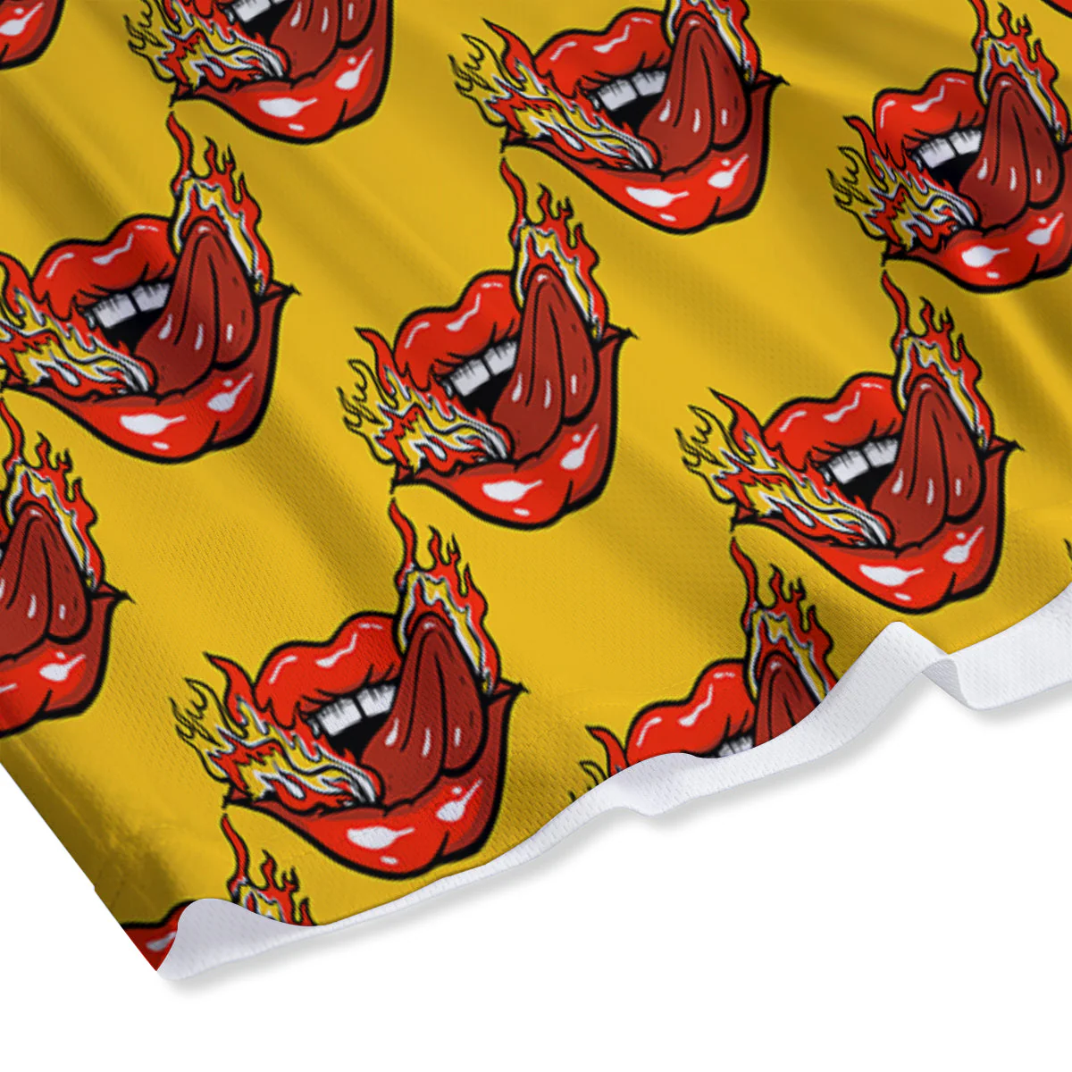 Mouth And Tongue Sticking Fire Print Pattern Mesh Shorts - Image 4
