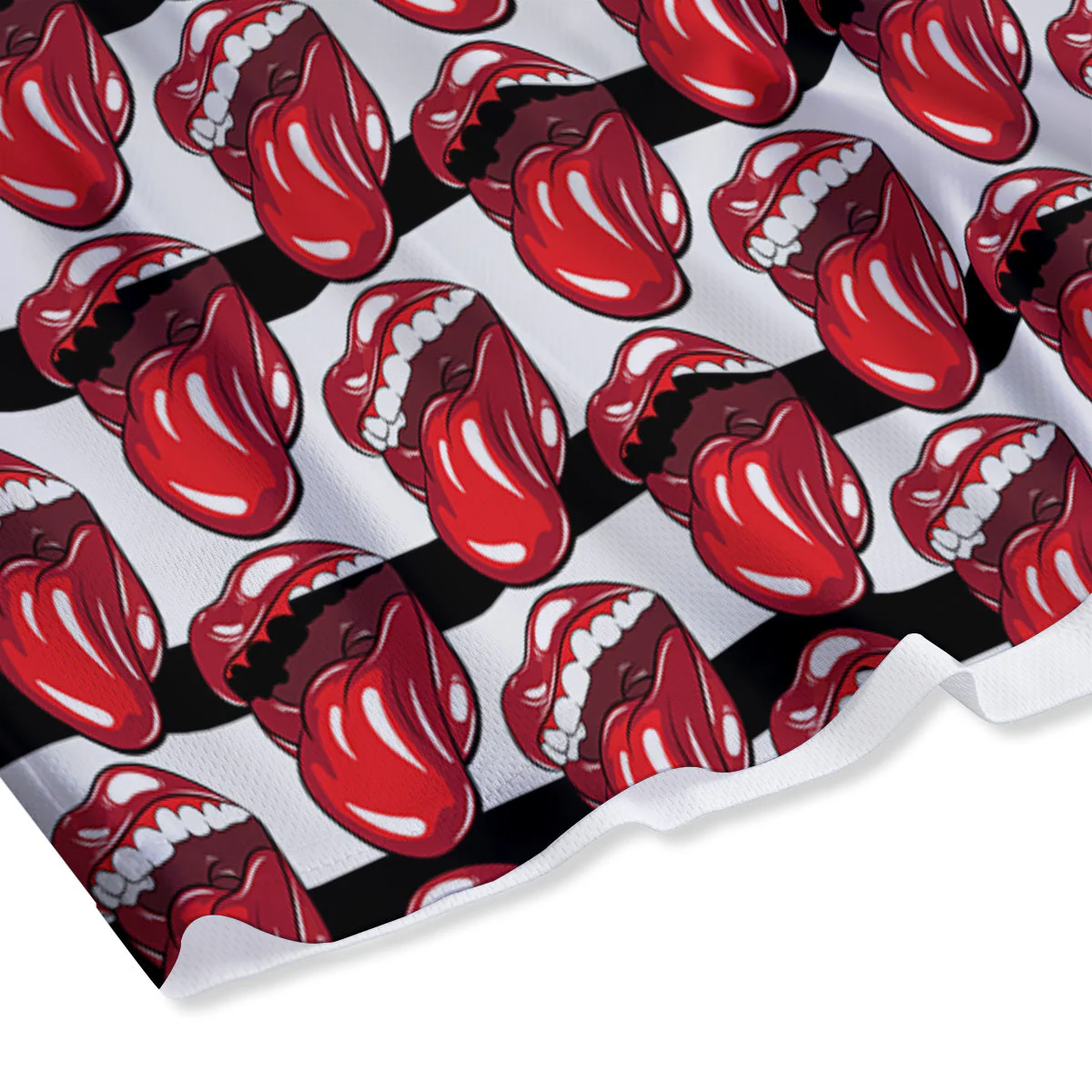 Mouth And Tongue Stripe Print Pattern Mesh Shorts - Image 4