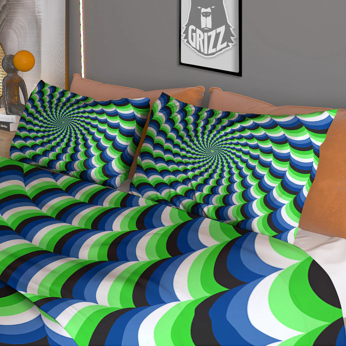 Moving Illusion Optical Green Duvet Cover Bedding Set - Image 3