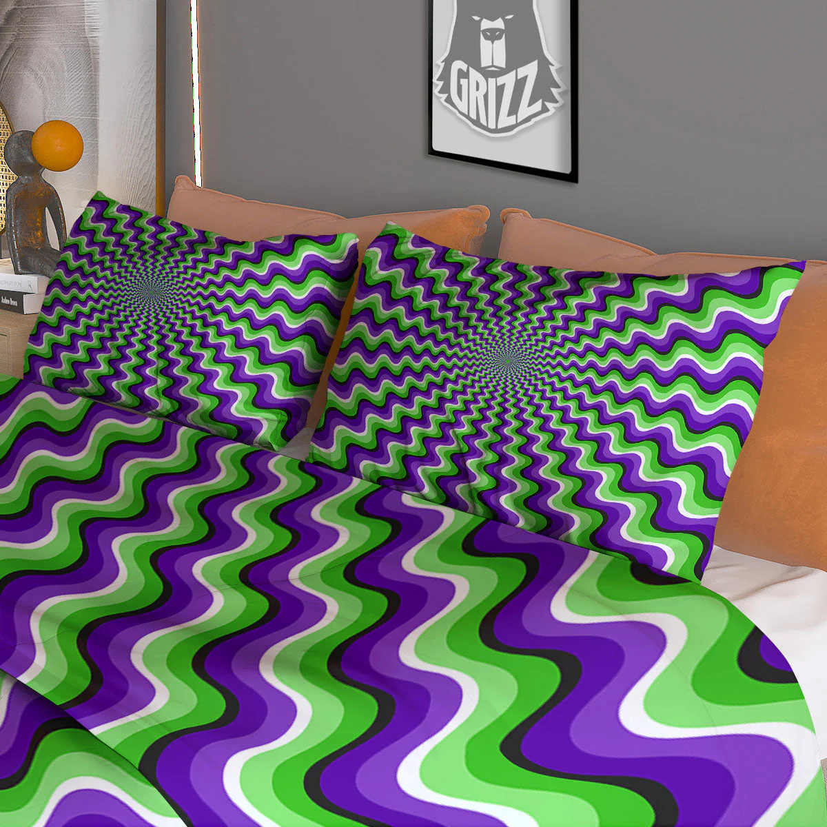 Moving Illusion Optical Green Explosion Duvet Cover Bedding Set - Image 3