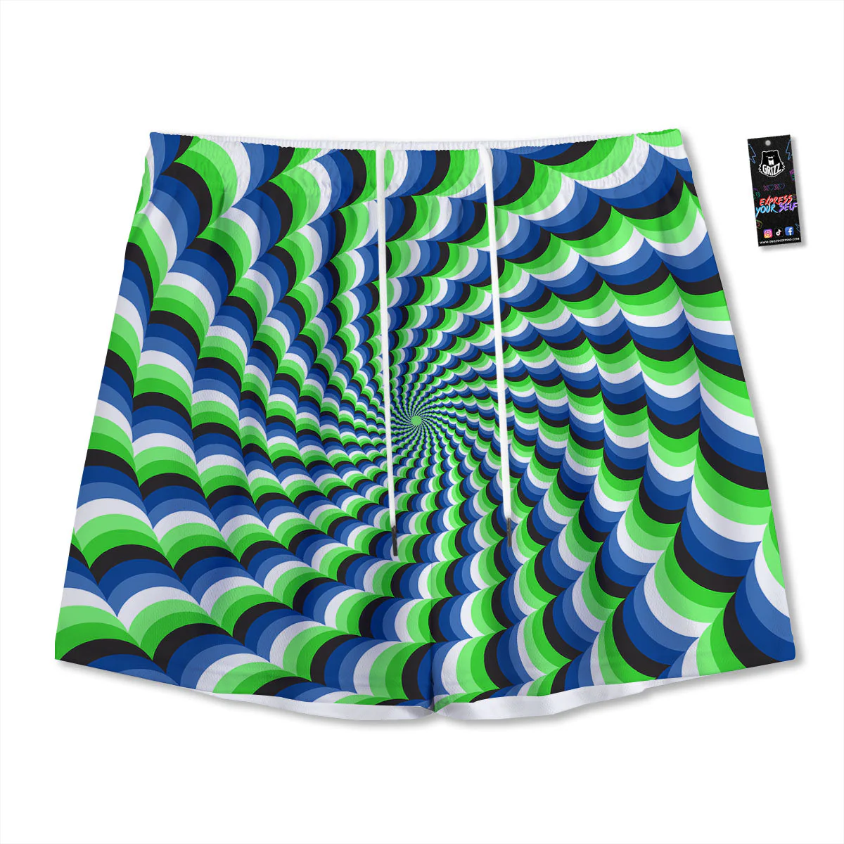 Moving Illusion Optical Green Mesh Shorts
