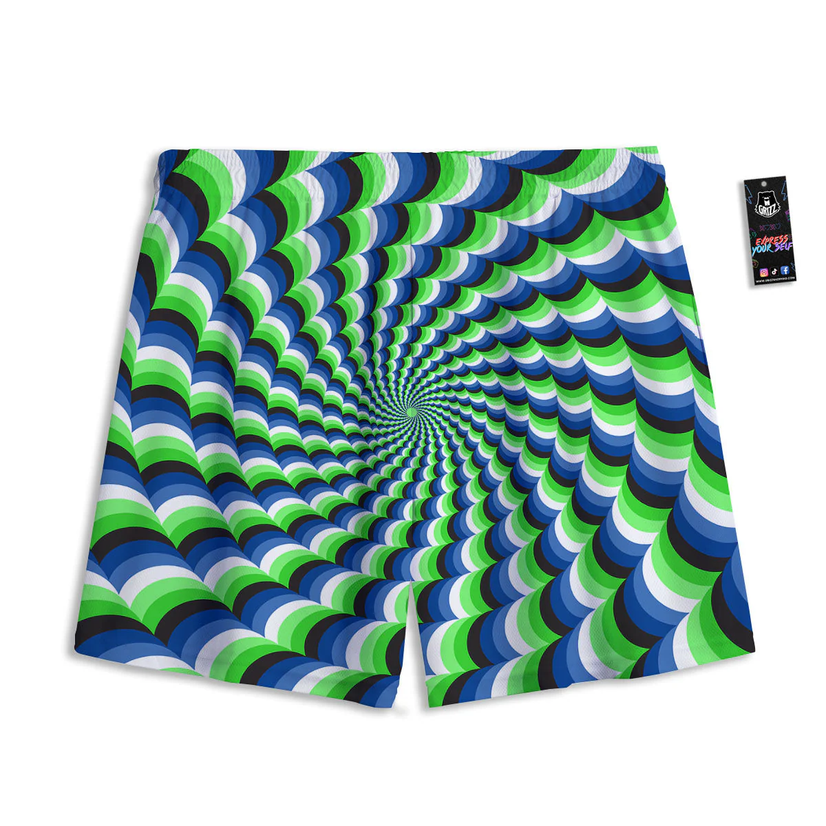 Moving Illusion Optical Green Mesh Shorts - Image 2