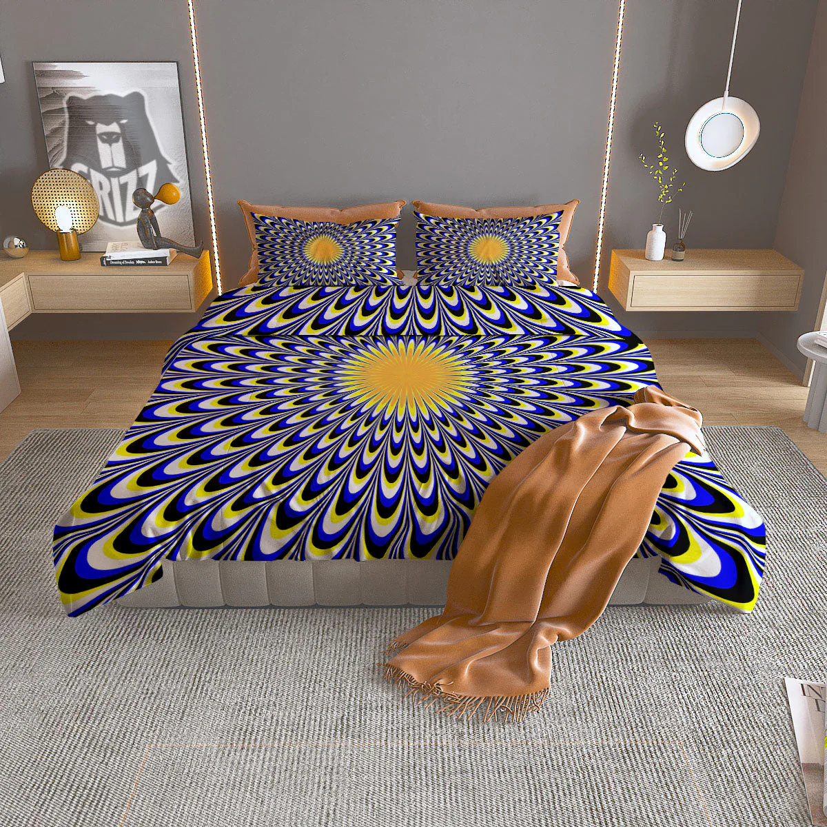 Moving Optical Blue Splashing Illusion Duvet Cover Bedding Set