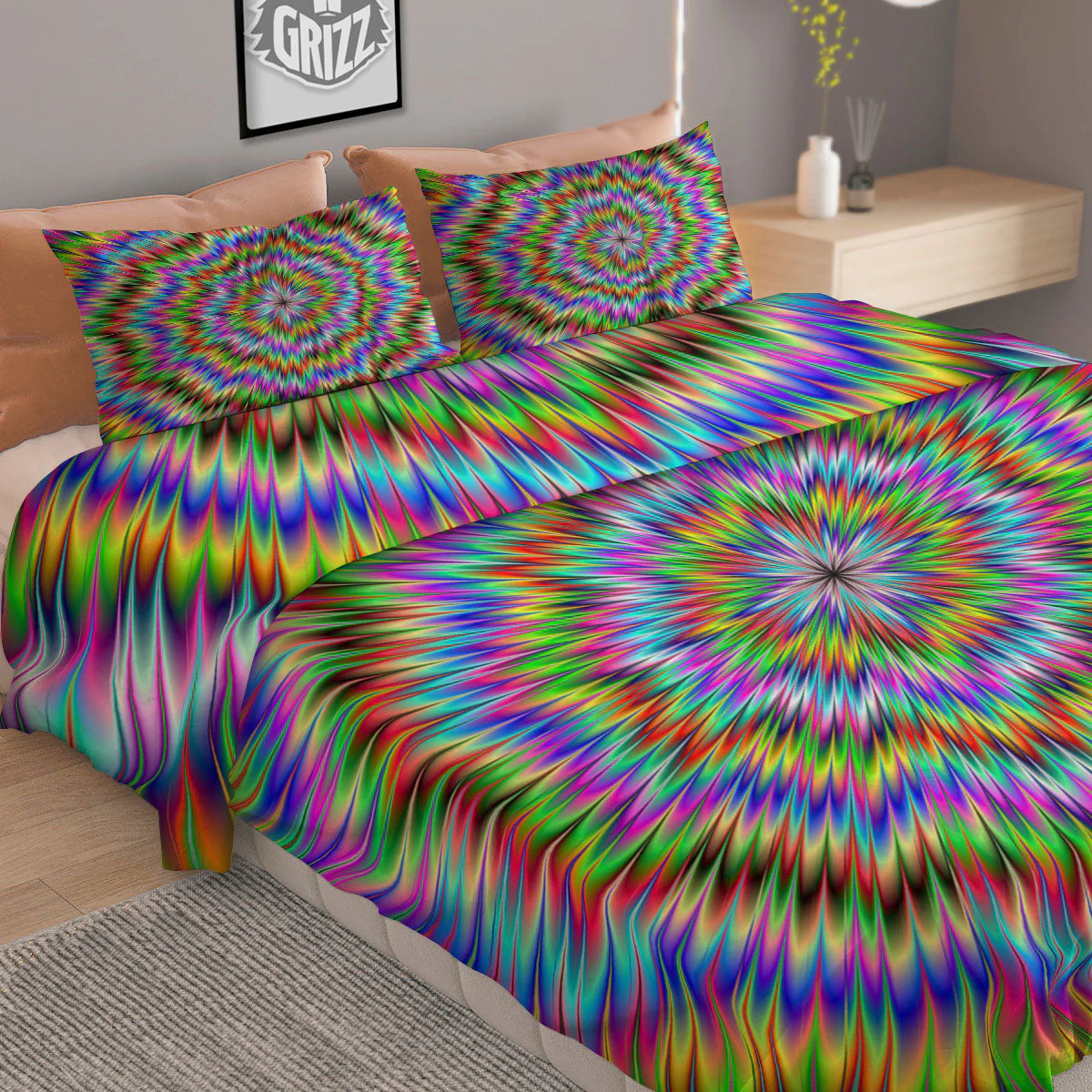 Moving Optical Illusion Abstract Dizzy Duvet Cover Bedding Set - Image 2