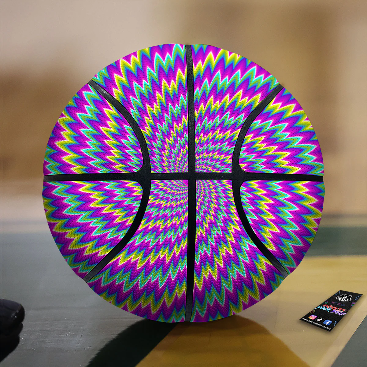 Moving Optical Illusion Abstract Spiral Basketball