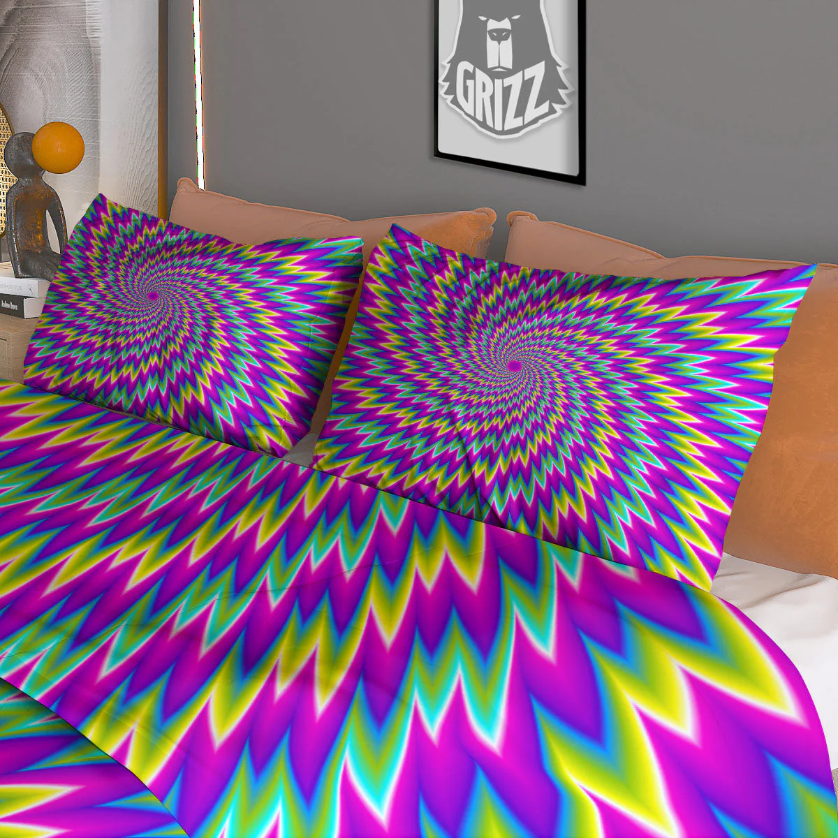 Moving Optical Illusion Abstract Spiral Duvet Cover Bedding Set - Image 3