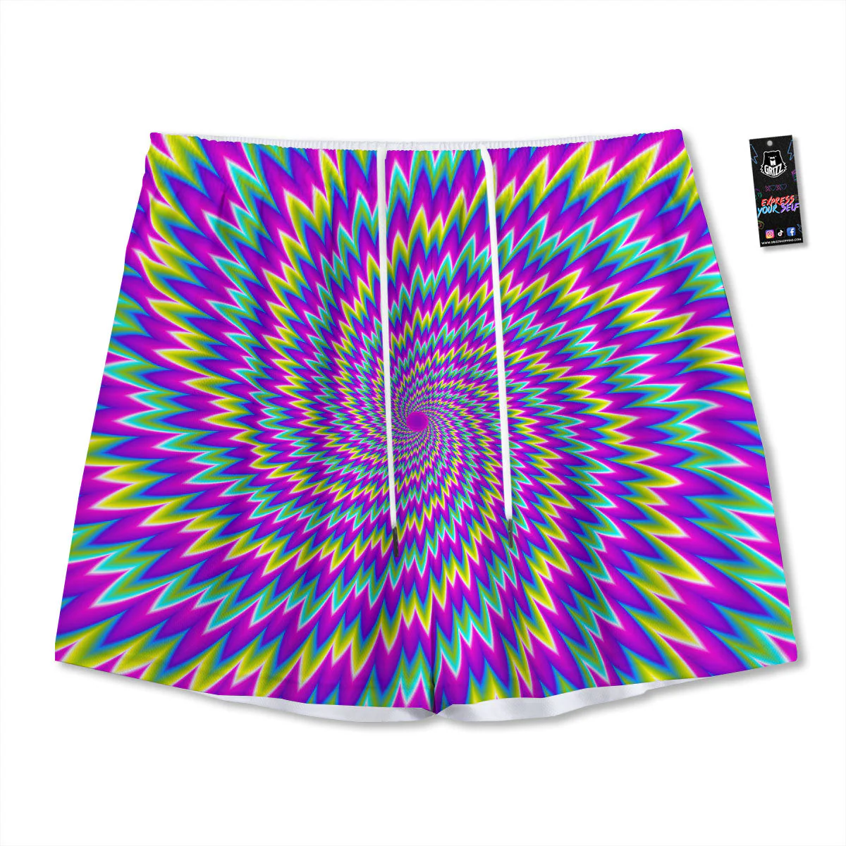 Moving Optical Illusion Abstract Spiral Mesh Shorts