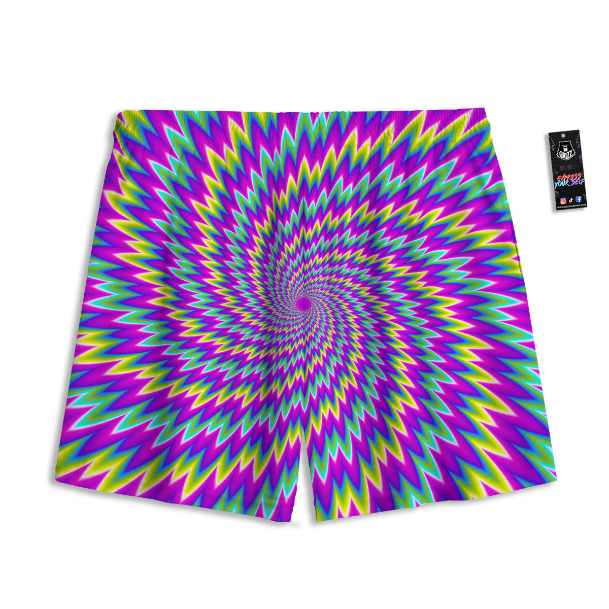 Moving Optical Illusion Abstract Spiral Mesh Shorts - Image 2