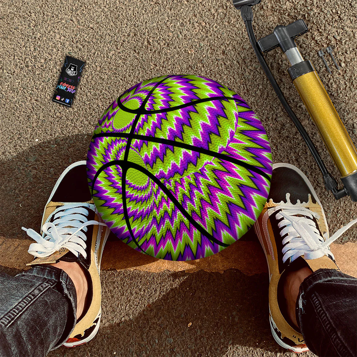 Moving Optical Illusion Green Vortex Basketball - Image 2