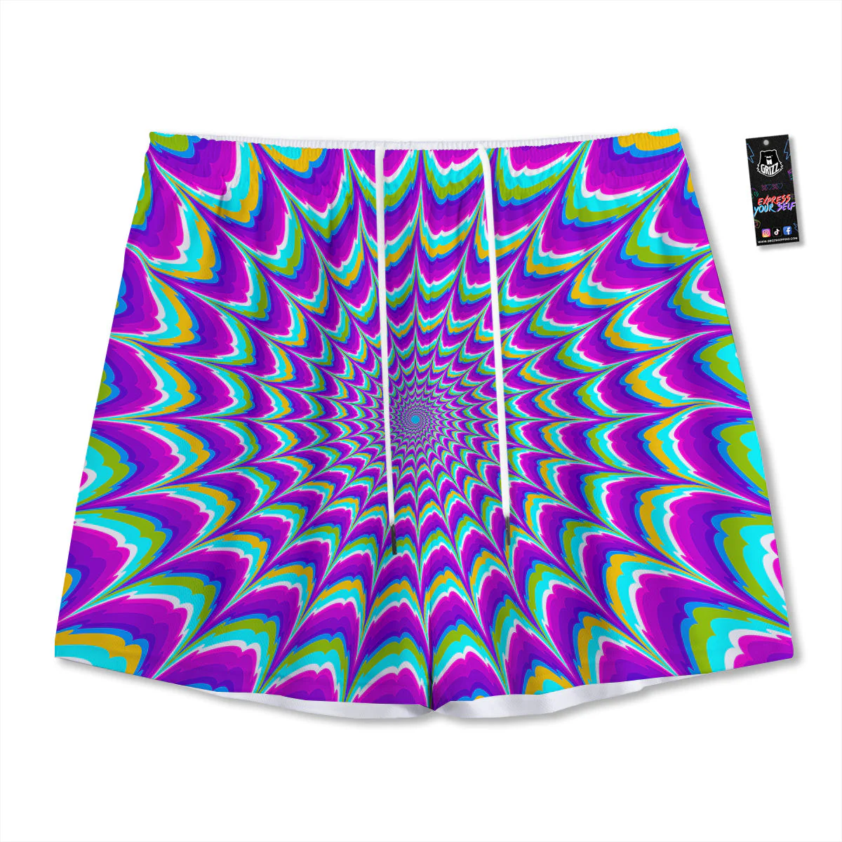 Moving Optical Illusion Purple Dizzy Mesh Shorts