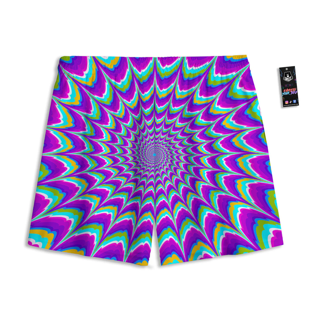 Moving Optical Illusion Purple Dizzy Mesh Shorts - Image 2