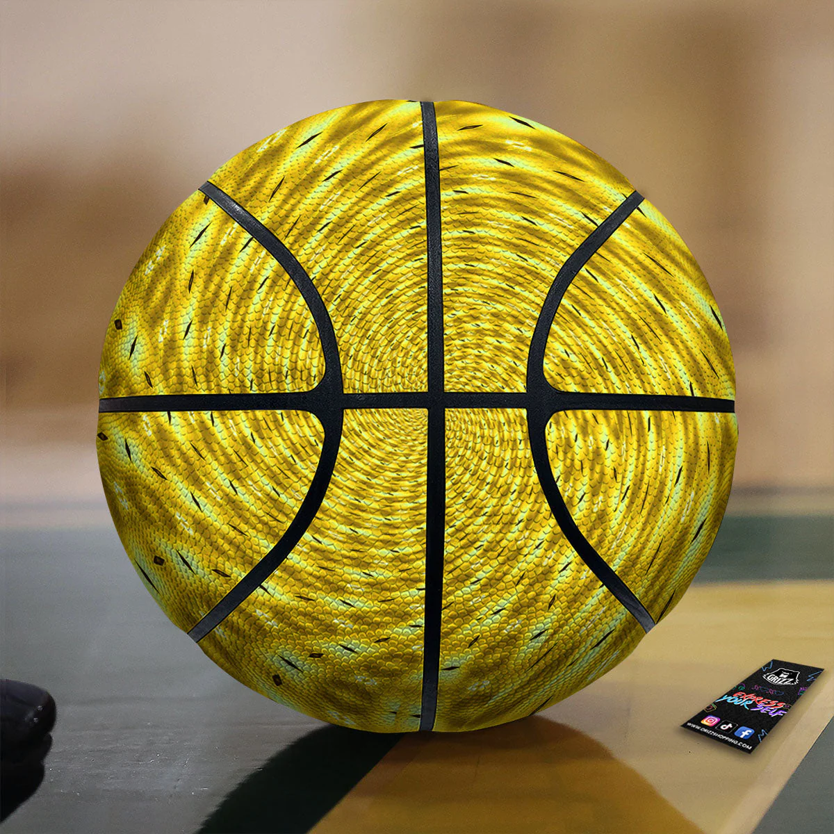 Moving Optical Illusion Yellow Big Bang Basketball