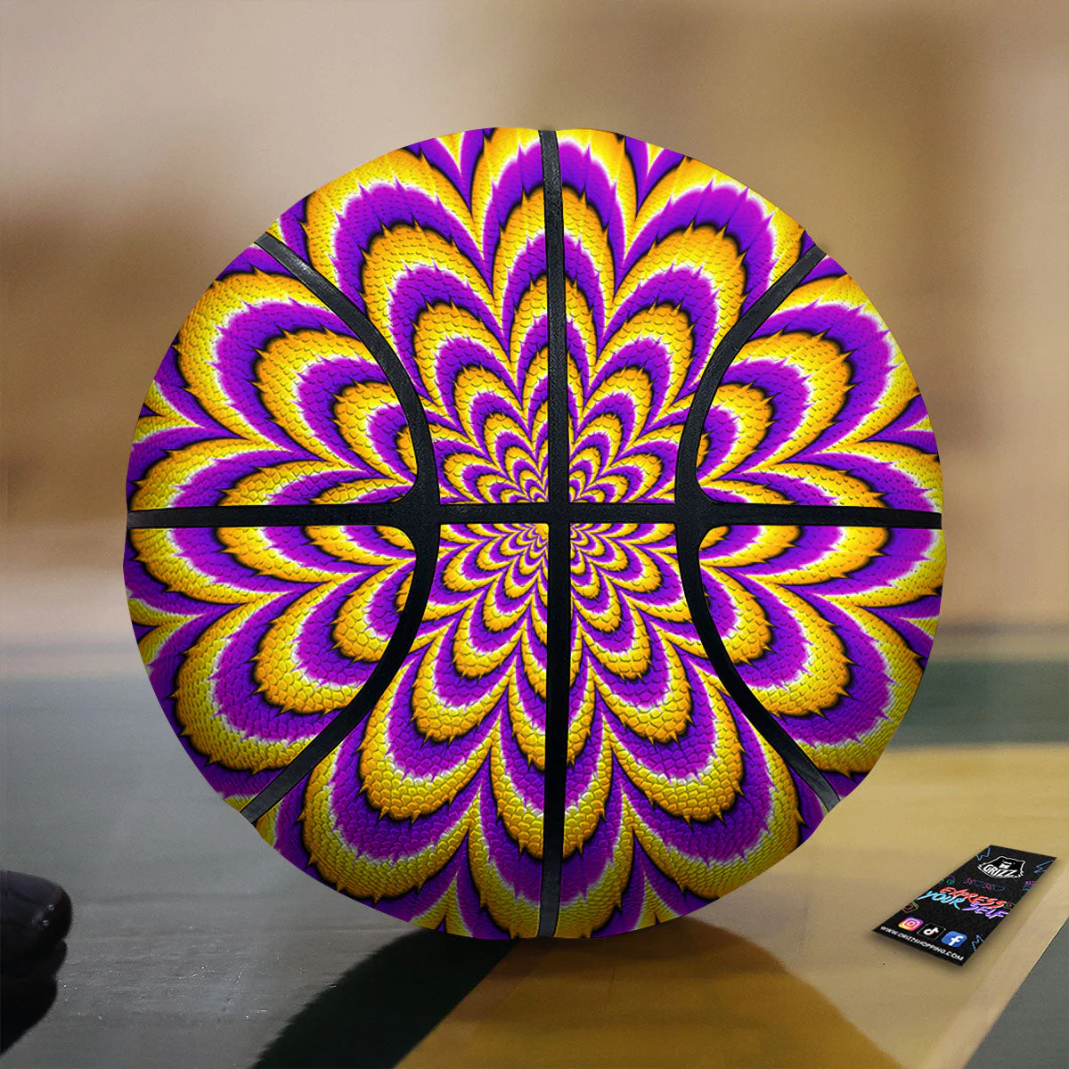 Moving Optical Yellow Flower Illusion Basketball