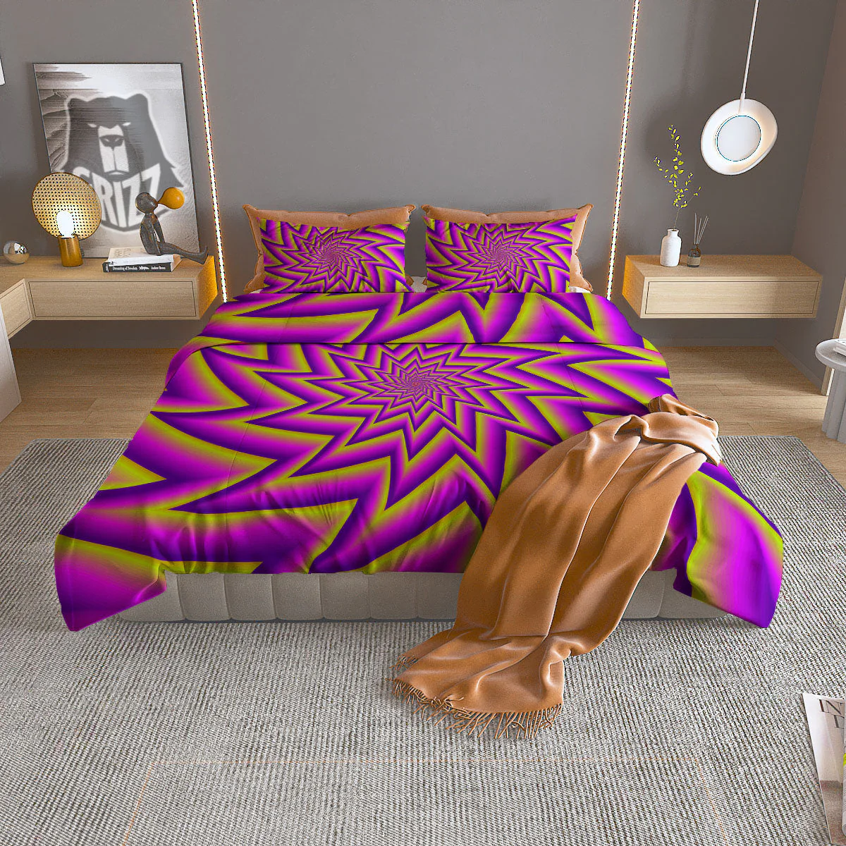 Moving Optical Yellow Twisted Illusion Duvet Cover Bedding Set