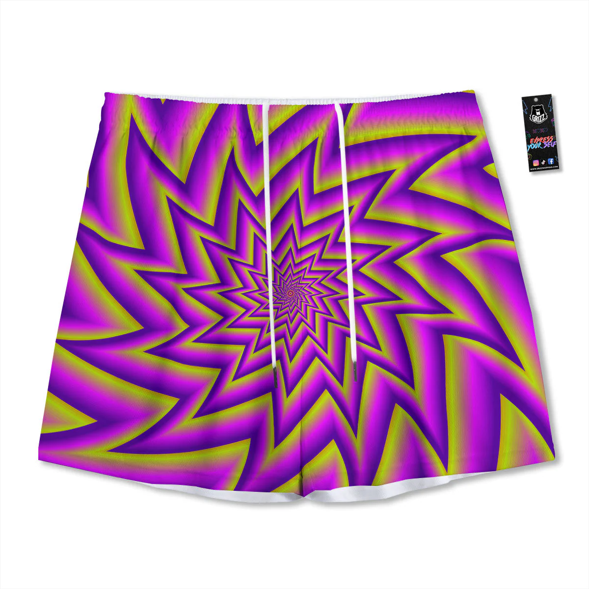 Moving Optical Yellow Twisted Illusion Mesh Shorts