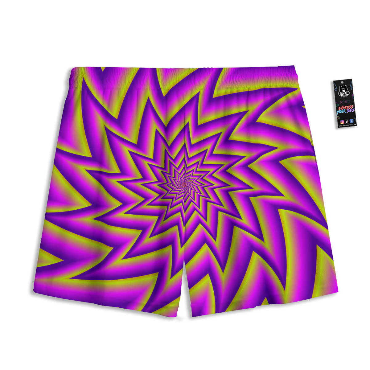 Moving Optical Yellow Twisted Illusion Mesh Shorts - Image 2