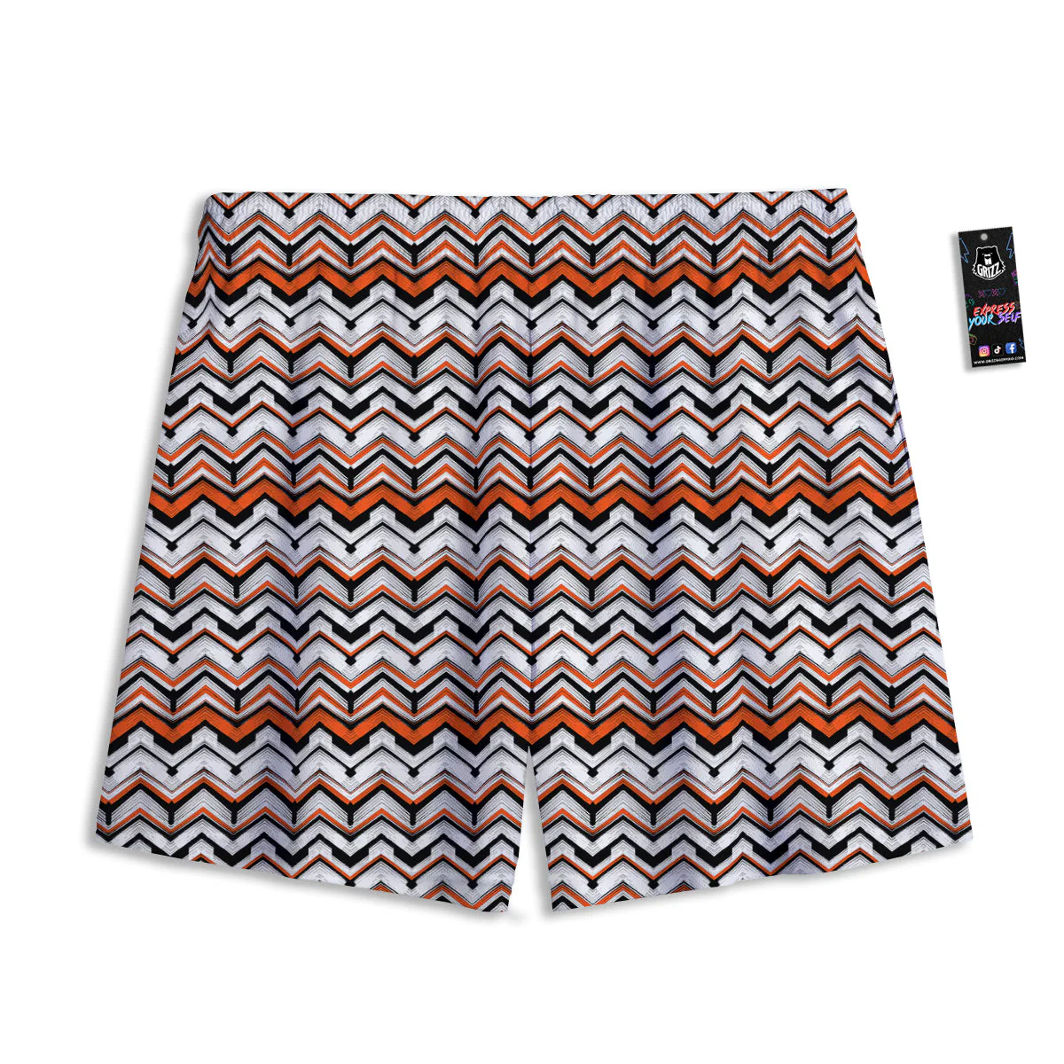 Multicolor Hand Drawn Zigzag Print Mesh Shorts - Image 2