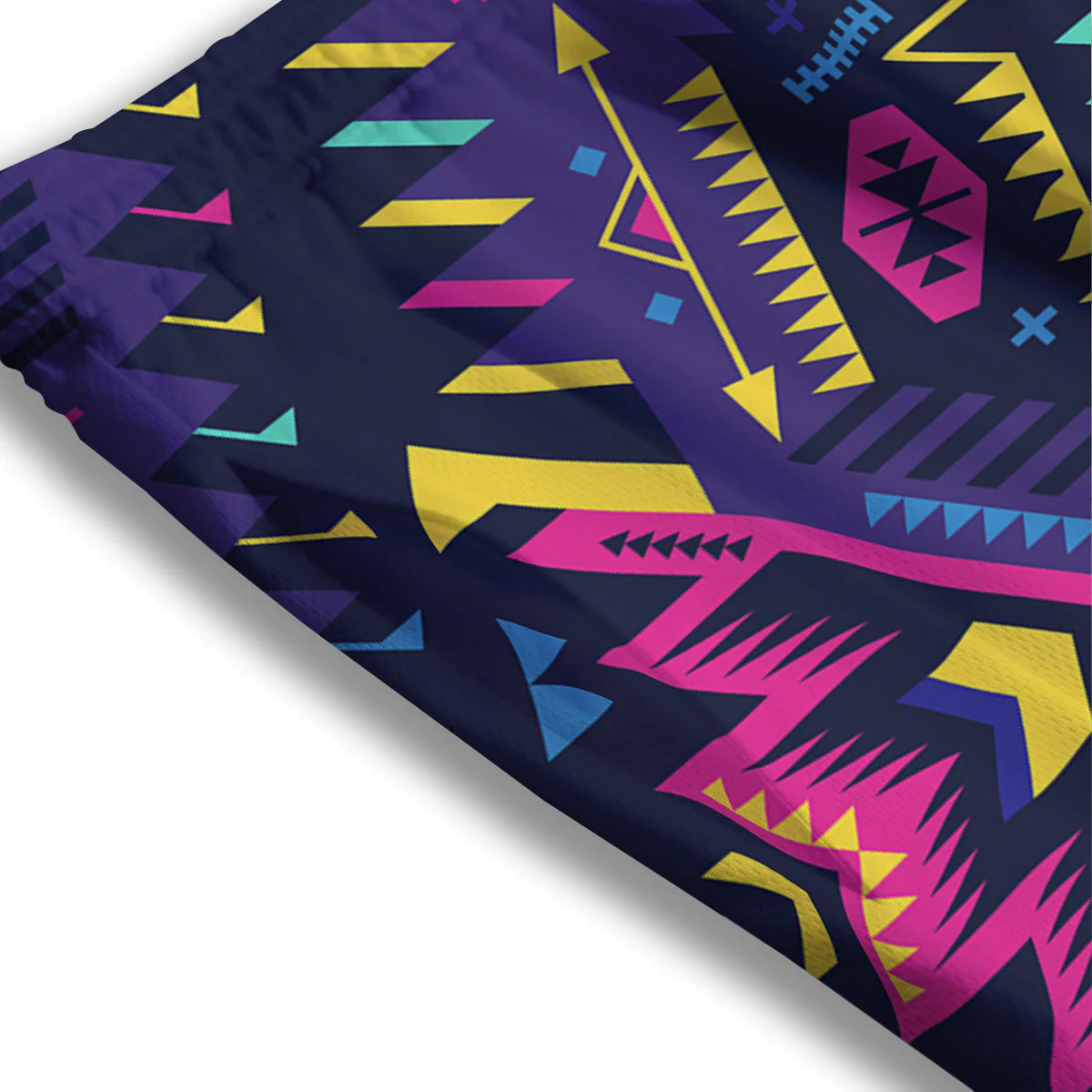 Multicolor Tribal Navajo Geometric Print Mesh Shorts - Image 3