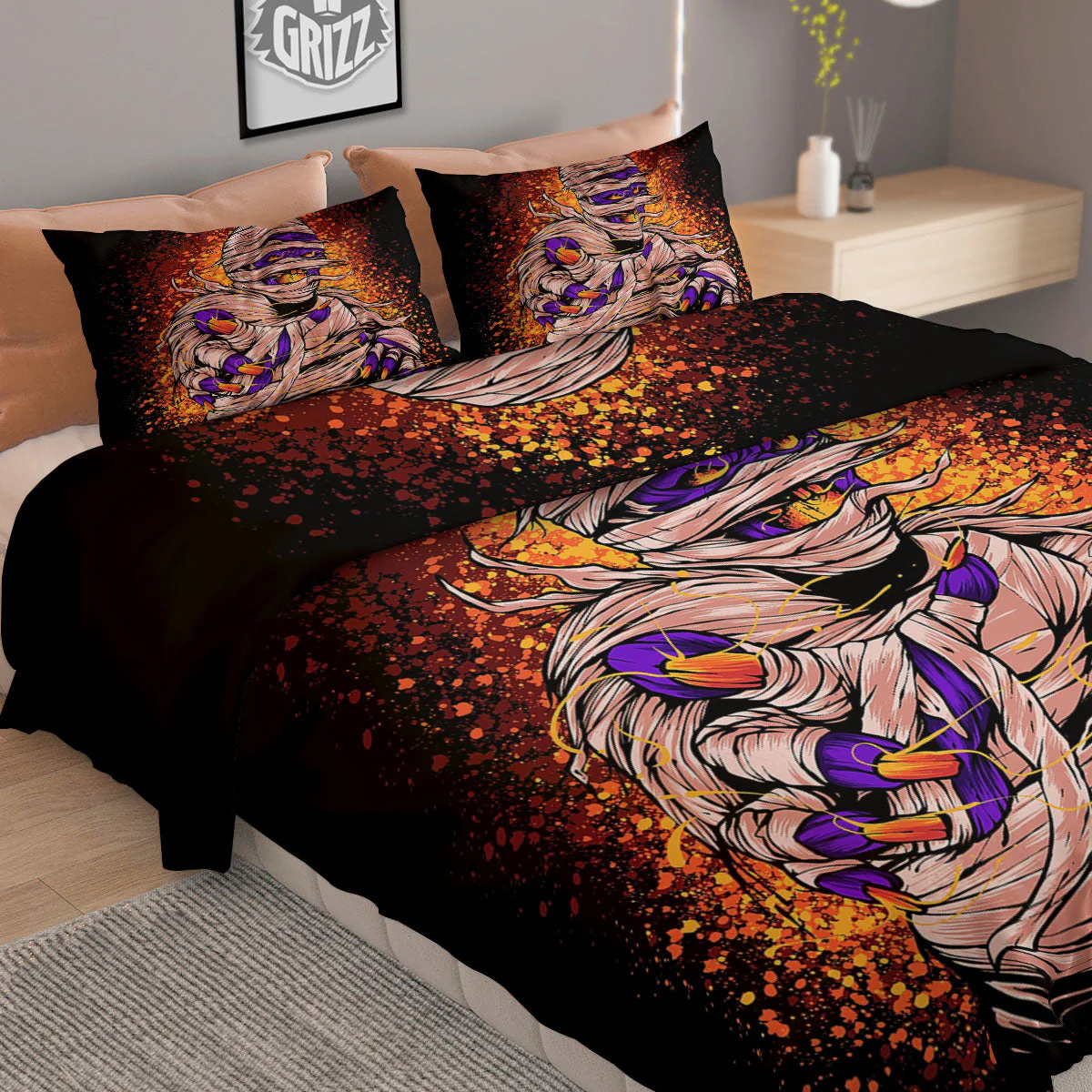 Mummy Halloween Print Duvet Cover Bedding Set - Image 2