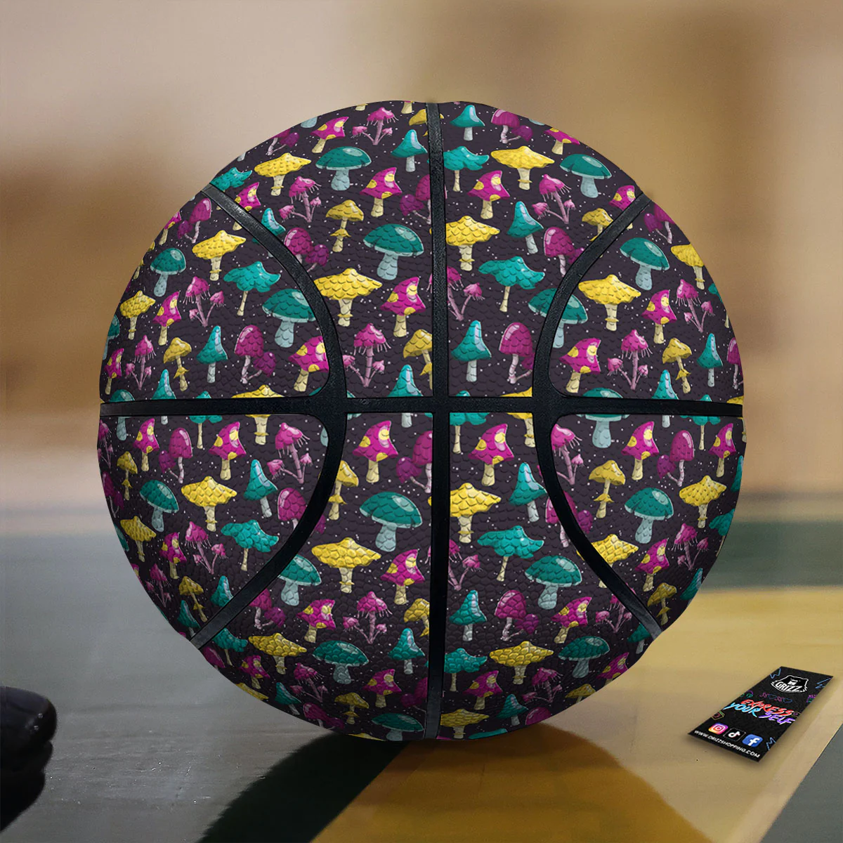 Mushroom Cartoon Print Pattern Basketball