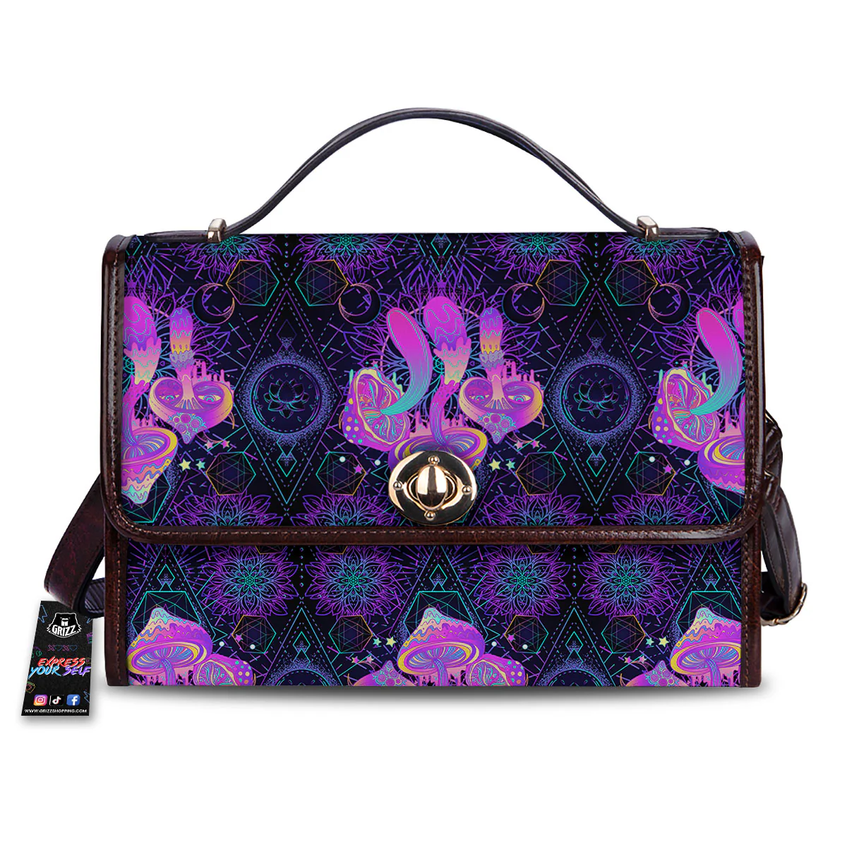 Mushroom Psychedelic Print Pattern Women's Satchel Bag
