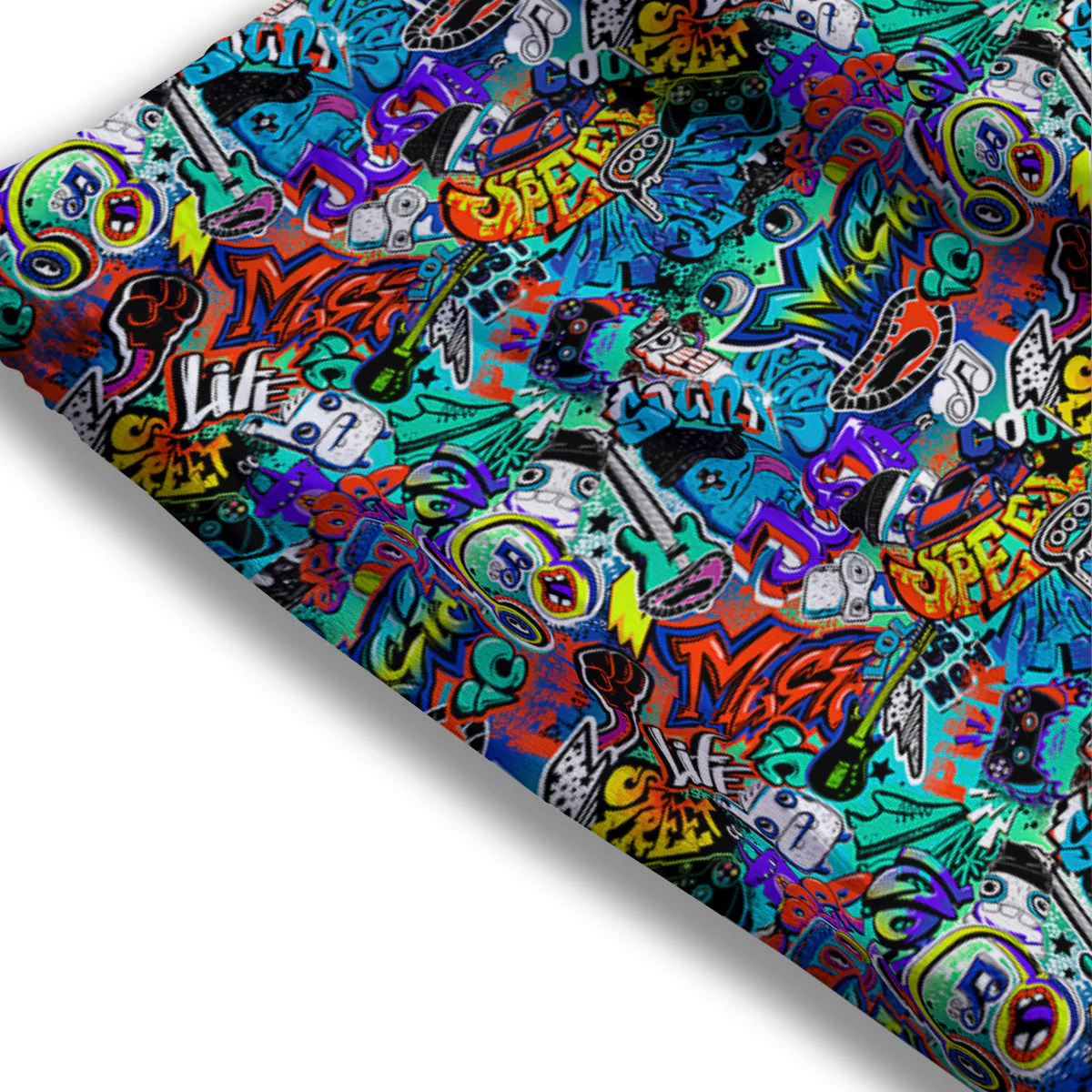 Music Abstract Print Pattern Mesh Shorts - Image 3