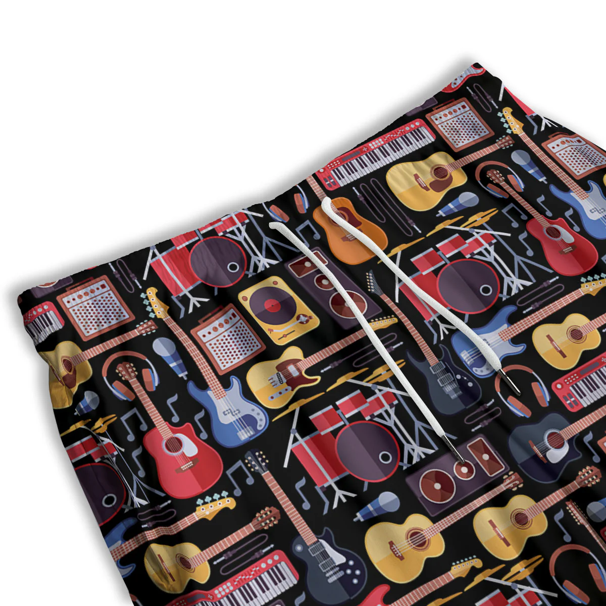 Music Instruments Print Pattern Men's Athletic Shorts - Image 3